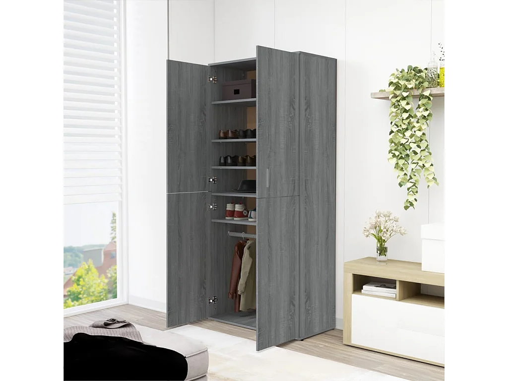 Armoire à chaussures Sonoma gris 80x39x178 cm Bois d'ingénierie