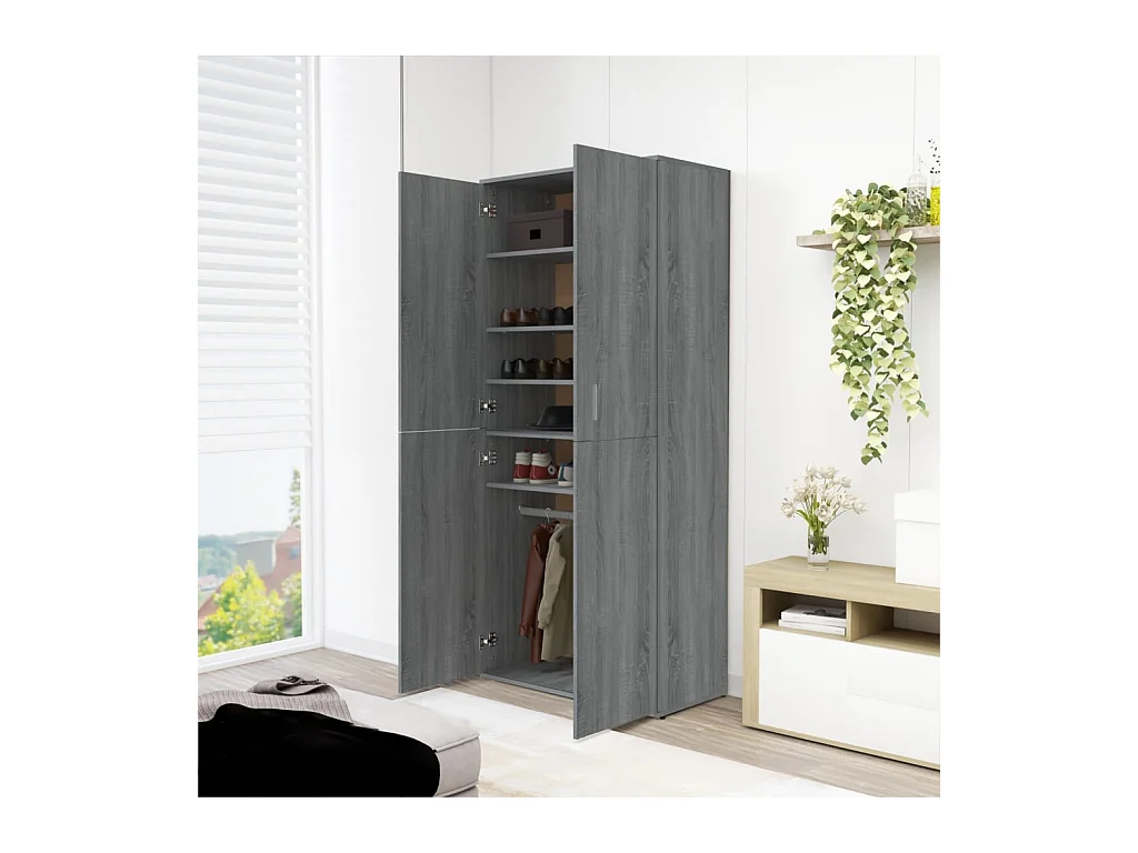 Scarpiera Sonoma grigia 80x39x178 cm MDF