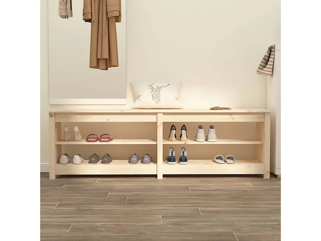 Panca per scarpe 160x36,5x50 cm Legno di pino massiccio