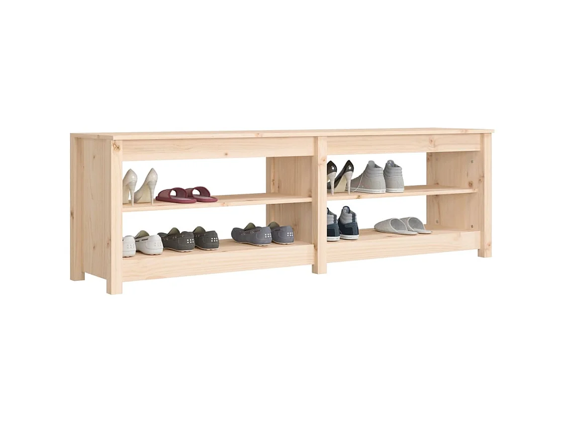 Banc à chaussures 160x36,5x50 cm Bois de pin massif