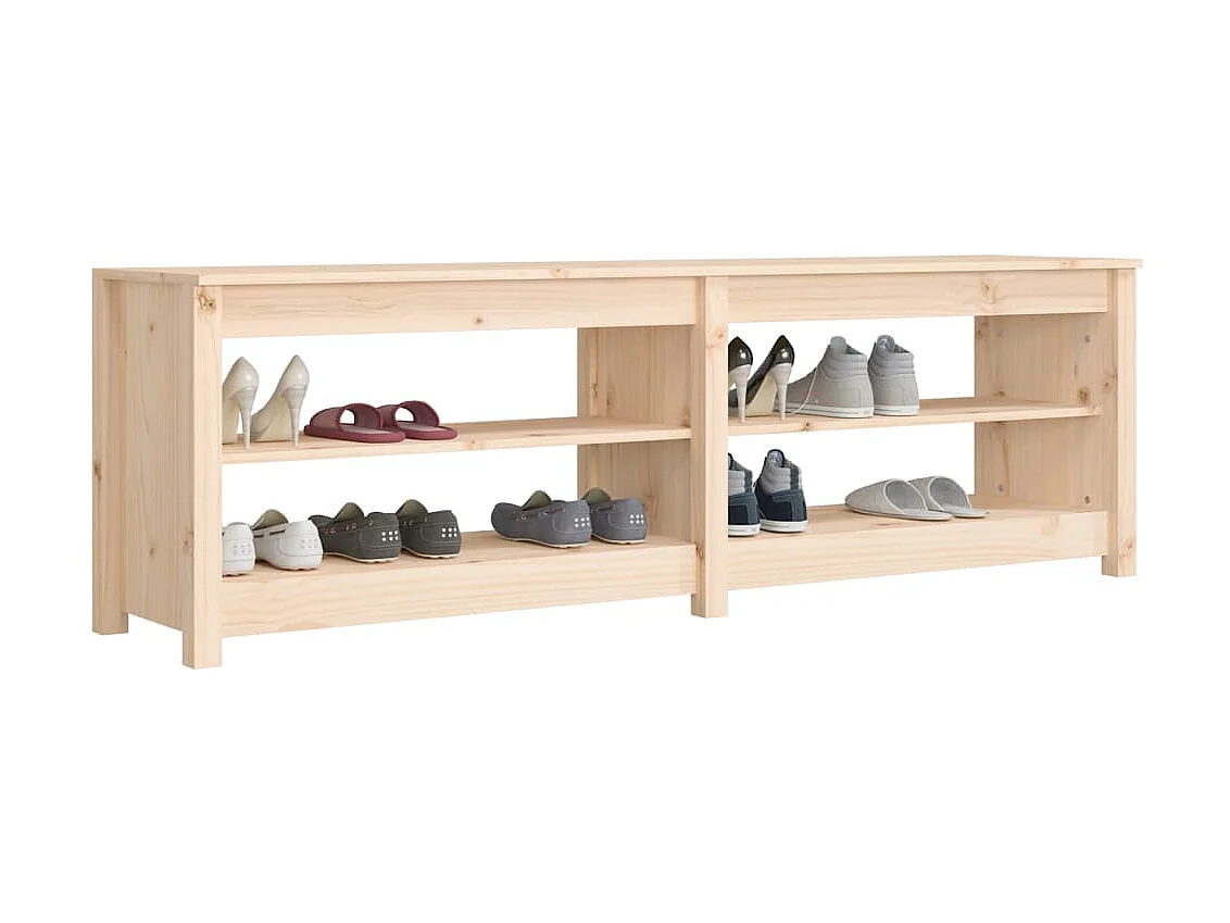 Banc à chaussures 160x36,5x50 cm Bois de pin massif