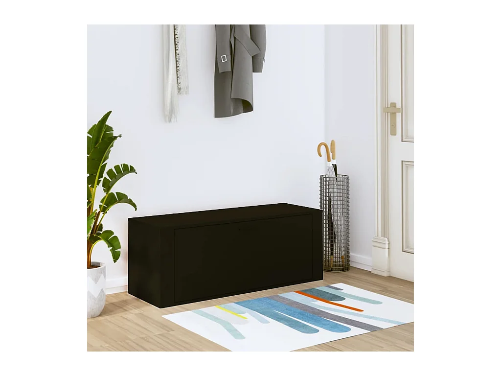 Schoenenkast voor wandmontage Zwart 100x35x38 cm Bewerkt hout