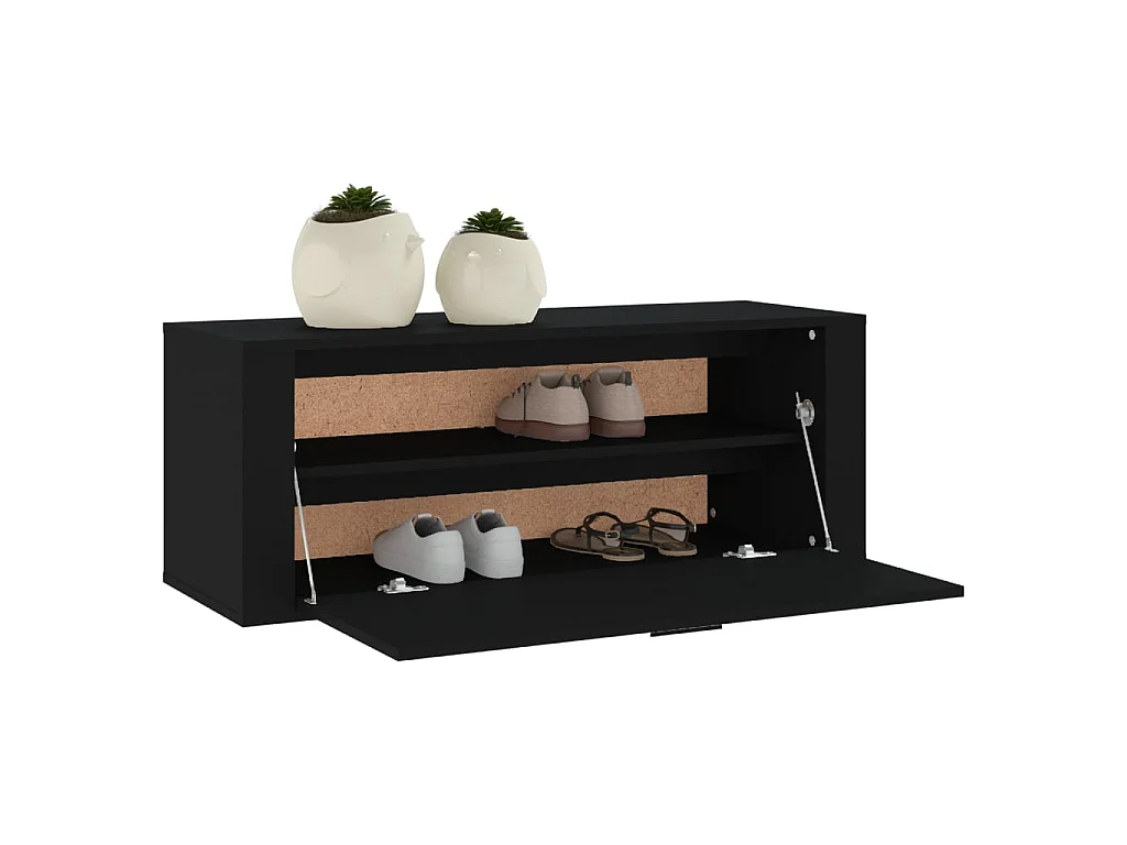Schoenenkast voor wandmontage Zwart 100x35x38 cm Bewerkt hout