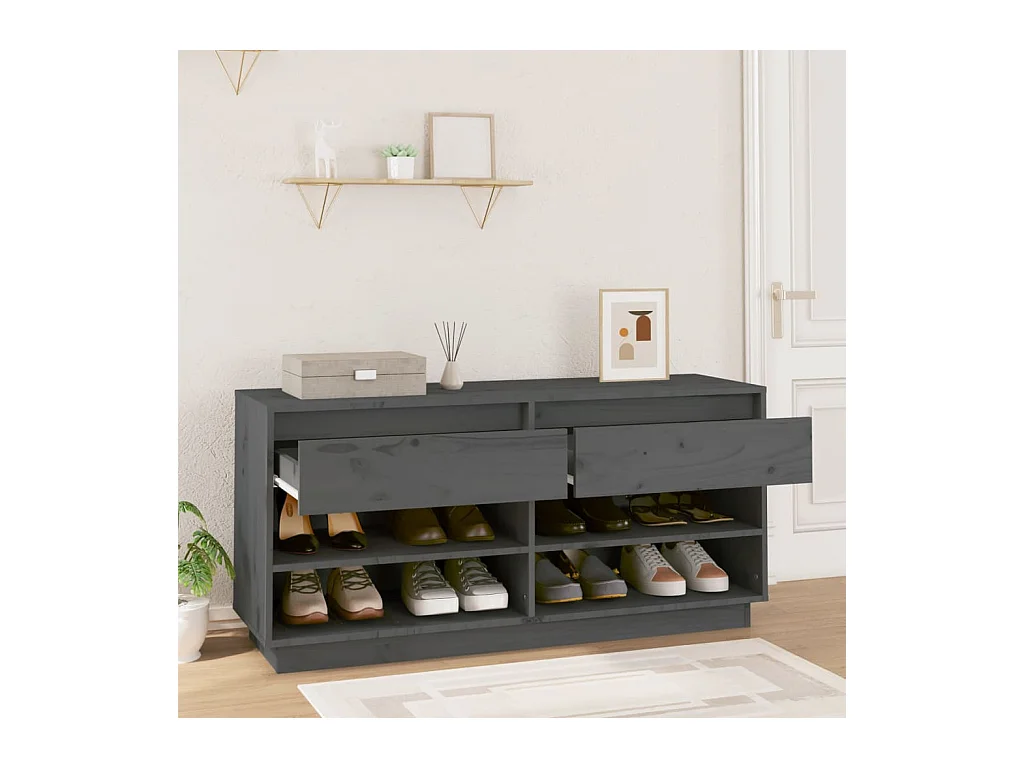 Armoire à chaussures Gris 110x34x52 cm Bois de pin massif
