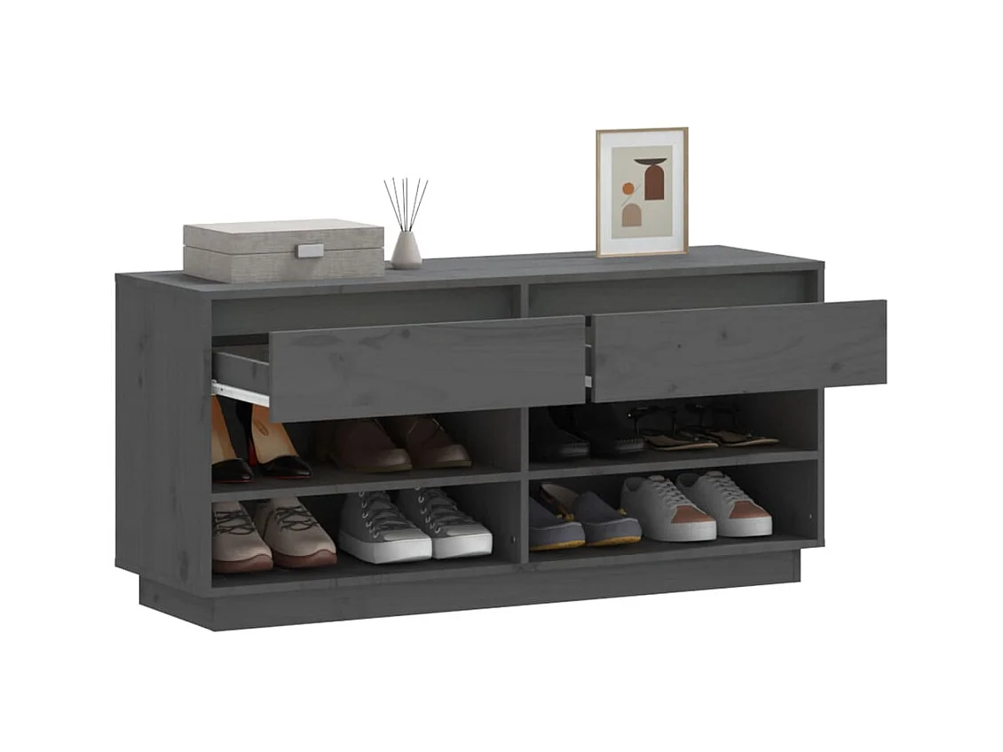 Armoire à chaussures Gris 110x34x52 cm Bois de pin massif