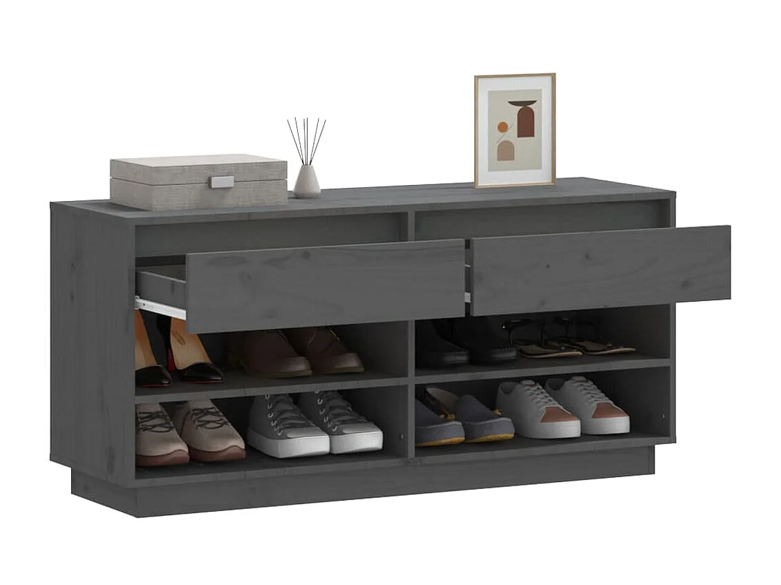 Schoenenkast Grijs 110x34x52 cm Massief grenenhout