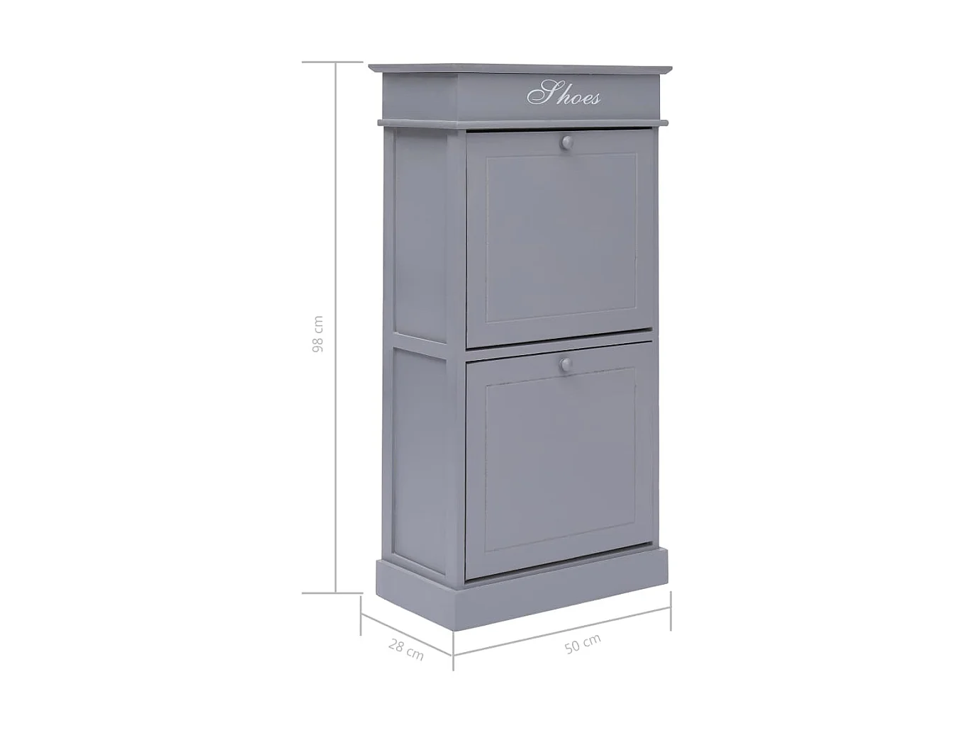 Armoire à chaussures Gris 50 x 28 x 98 cm Bois de Paulownia