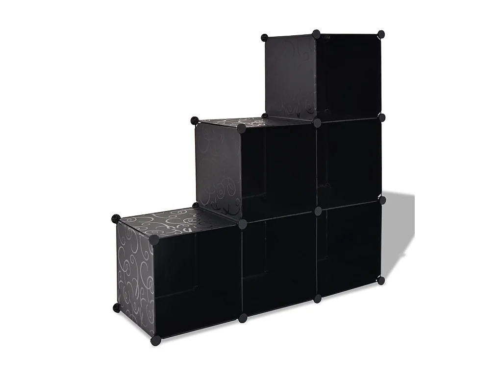 Organisateur de rangement cube avec 6 compartiments Noir