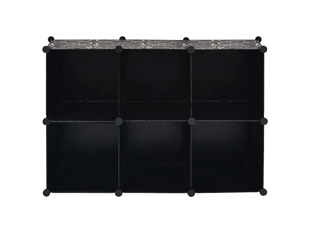 Organisateur de rangement cube avec 6 compartiments Noir