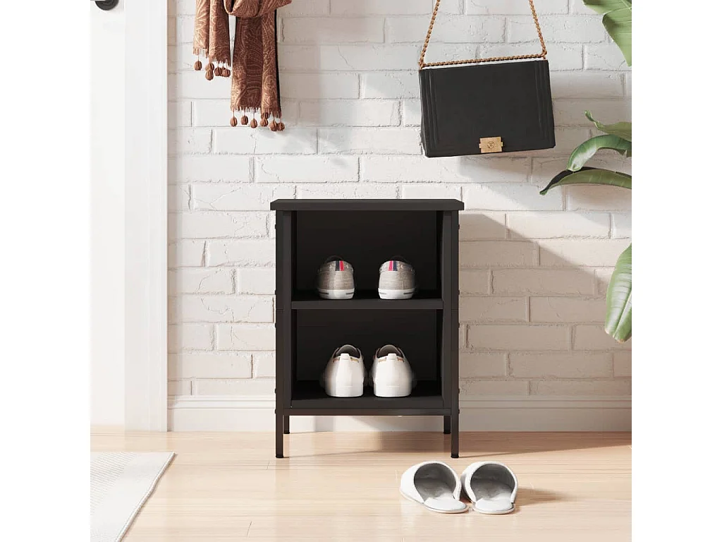 Armoire à chaussures noir 38x35x50 cm bois d'ingénierie