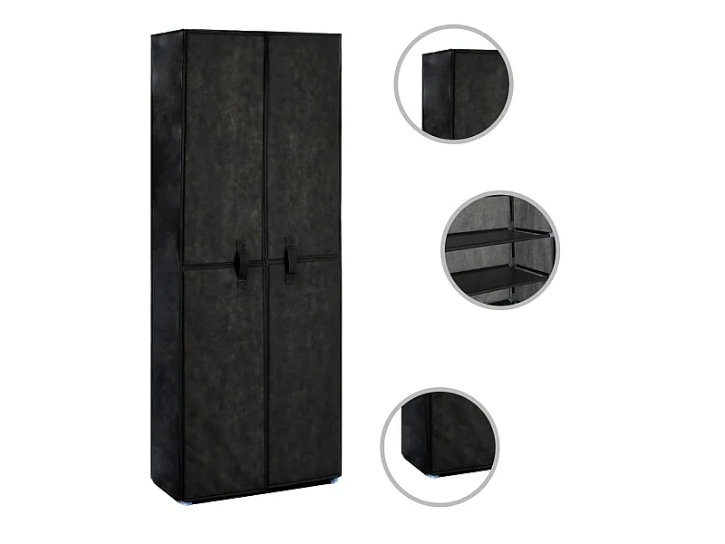 Zapatero Negro 60x30x166 cm Tela