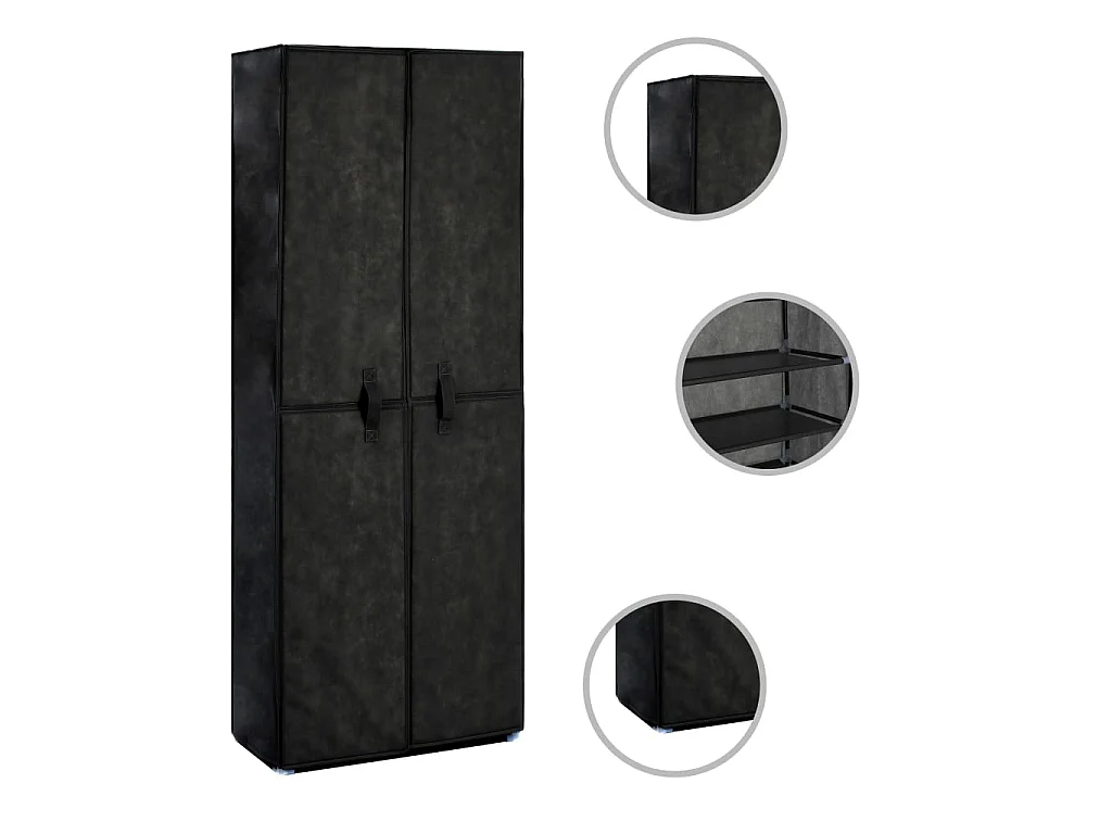 Armoire à chaussures Noir 60x30x166 cm Tissu