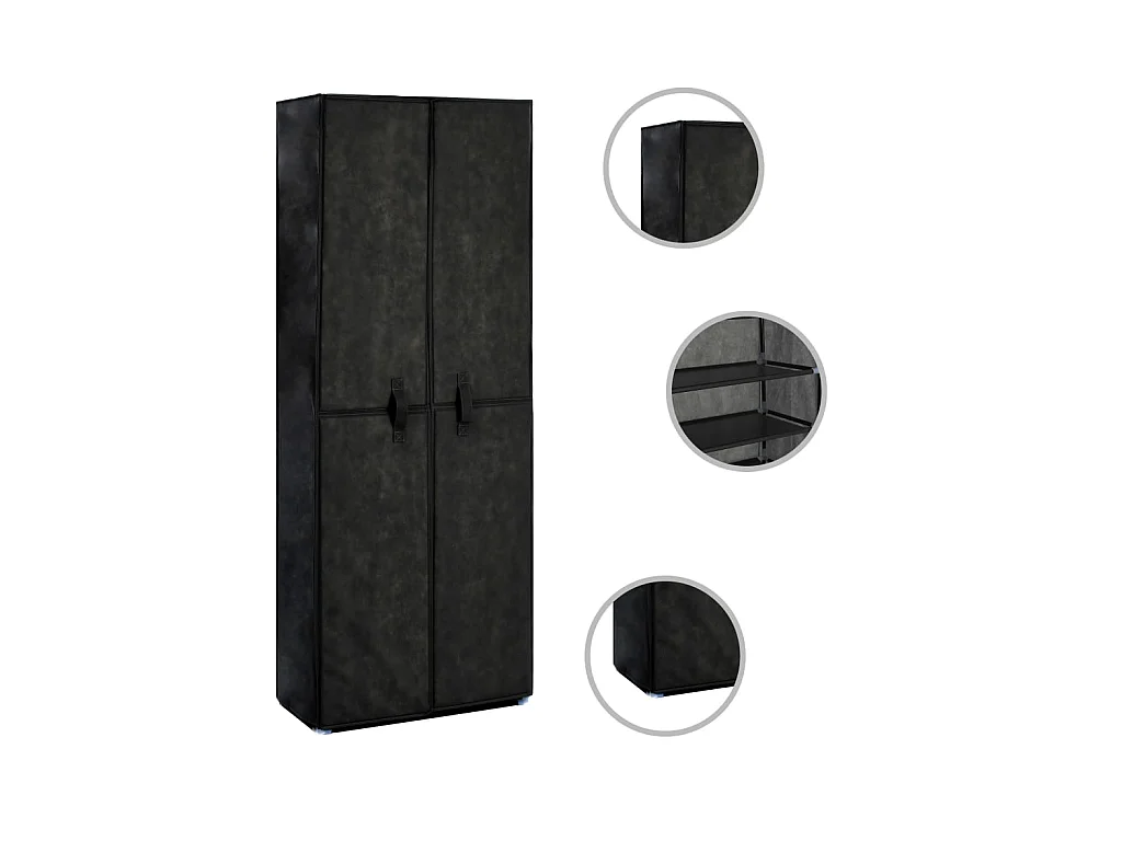 Zapatero Negro 60x30x166 cm Tela