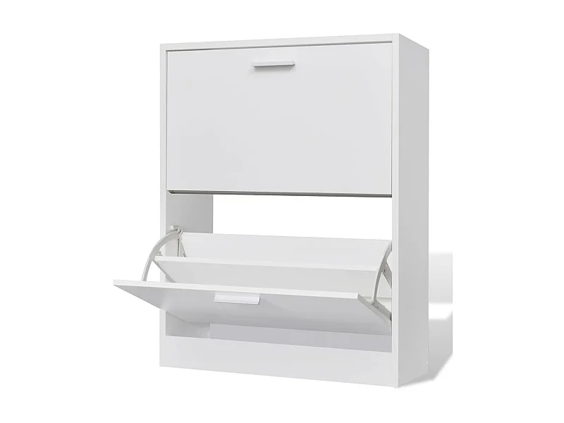 Meuble à chaussures en bois avec 2 compartiments Blanc