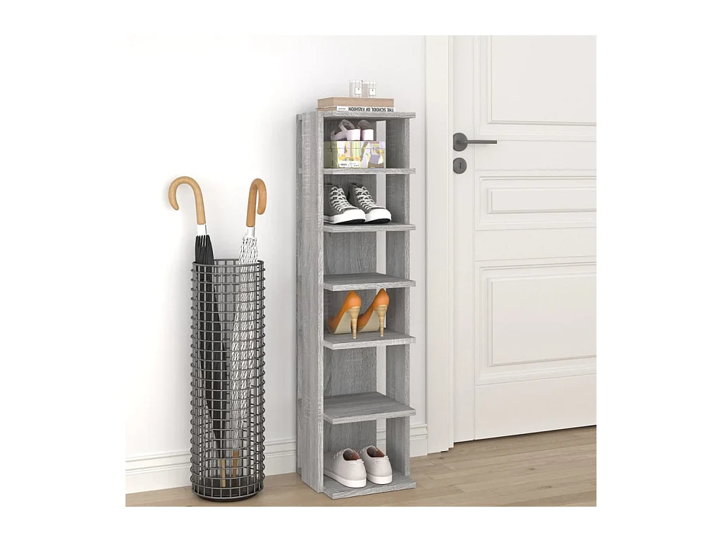 étagère à chaussures Sonoma gris 27,5x27x102 cm Bois ingénierie