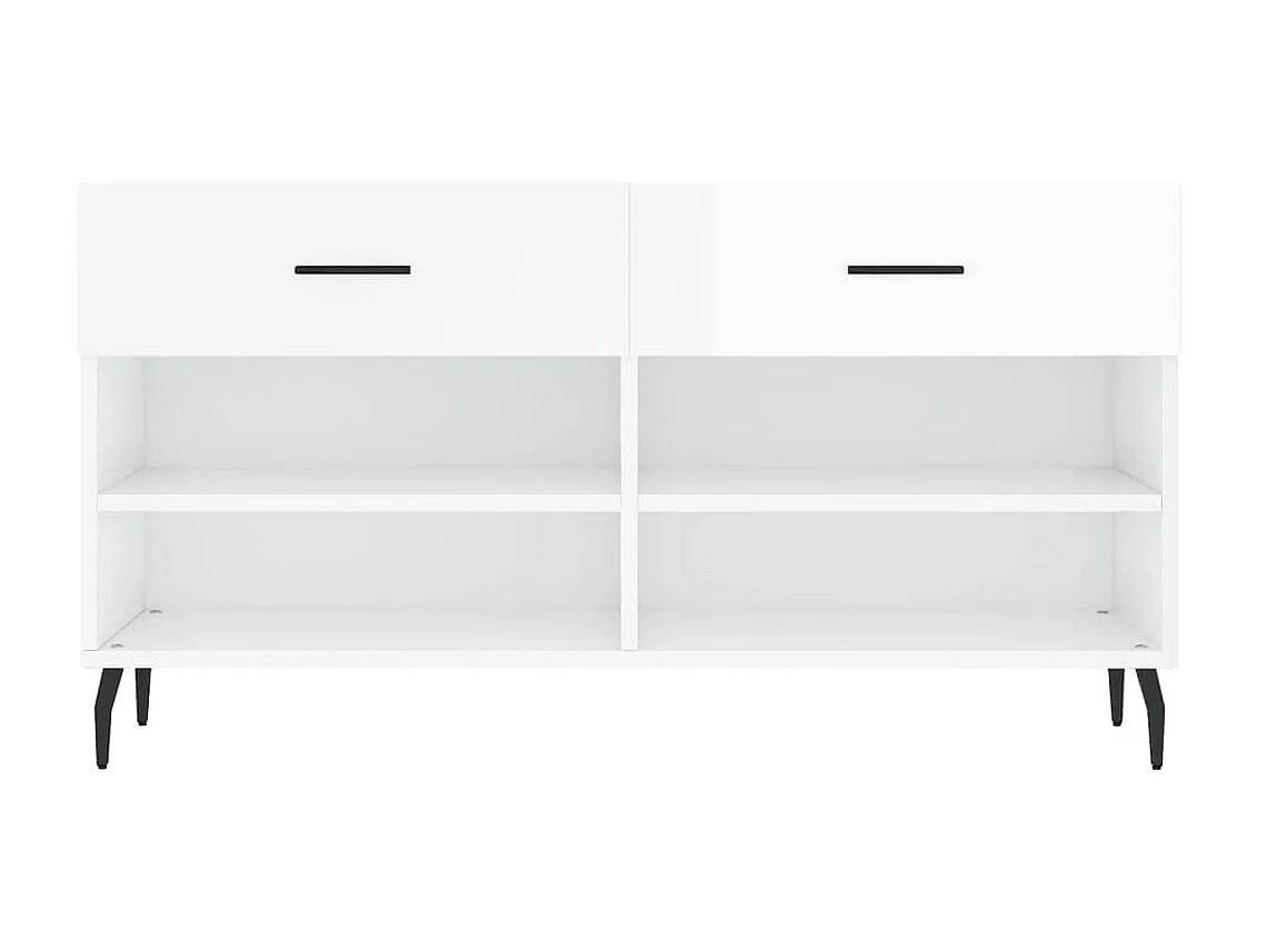 Banc à chaussures blanc brillant 102x35x55 cm bois d'ingénierie