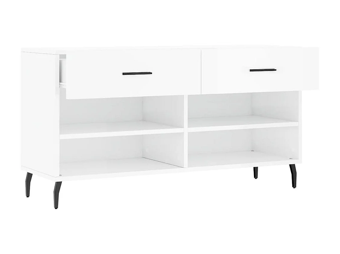 Banc à chaussures blanc brillant 102x35x55 cm bois d'ingénierie