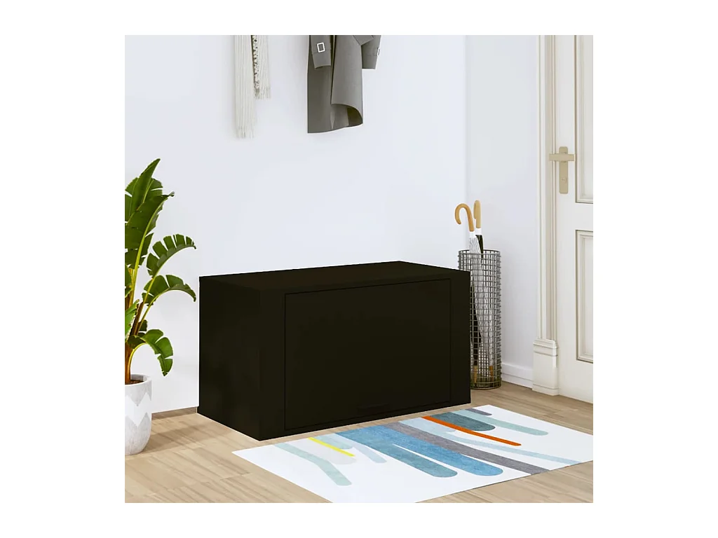 Schuhschrank zur Wandmontage, Schwarz, 70 x 35 x 38 cm, Holzwerkstoff