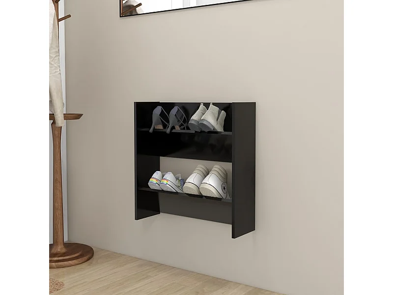 Zapatero de pared Aglomerado negro 60x18x60 cm