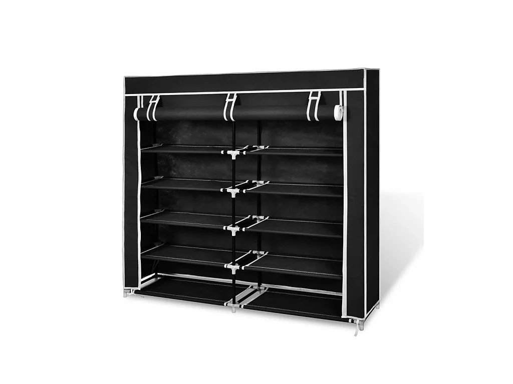Armoire à chaussures avec housse 115 x 28 x 110cm Tissu Noir