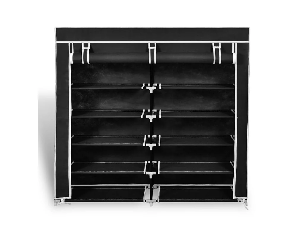 Sapateira com tampa 115 x 28 x 110cm Tecido Preto