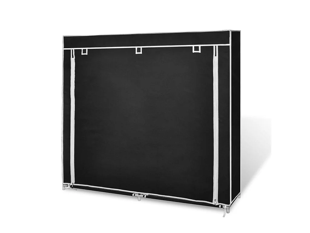 Sapateira com tampa 115 x 28 x 110cm Tecido Preto