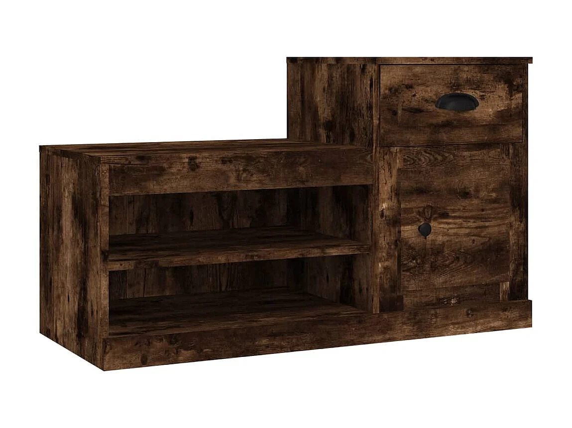 Armoire à chaussures chêne fumé 100x42x60 cm bois d'ingénierie