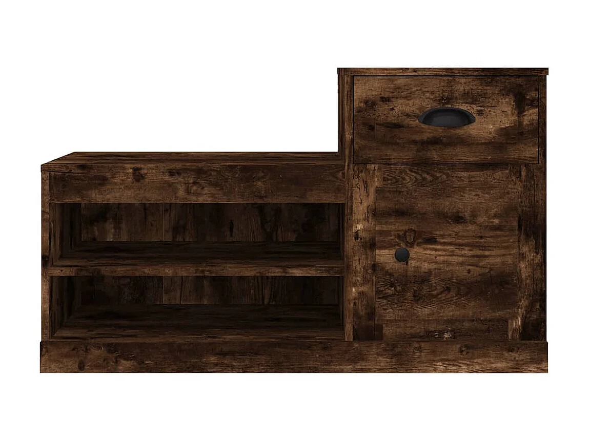 Armoire à chaussures chêne fumé 100x42x60 cm bois d'ingénierie