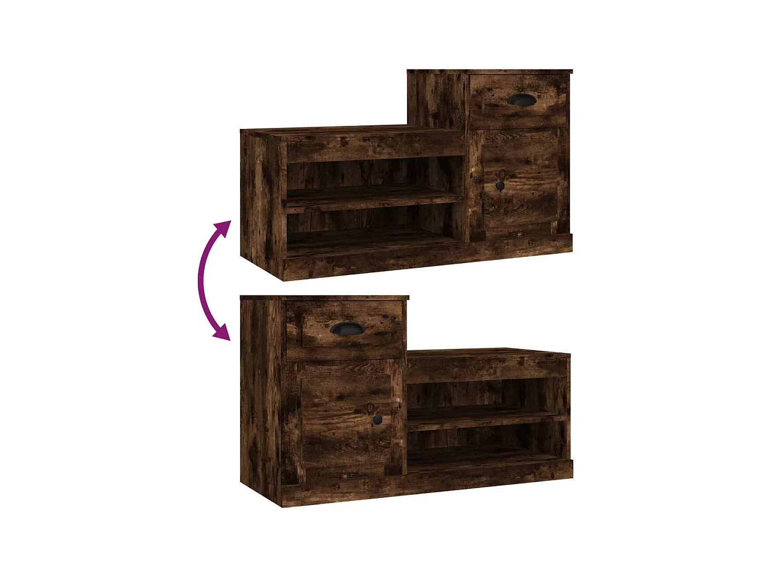 Armoire à chaussures chêne fumé 100x42x60 cm bois d'ingénierie