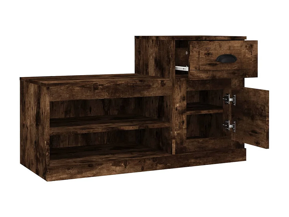 Schuhschrank aus geräucherter Eiche, 100 x 42 x 60 cm, Holzwerkstoff