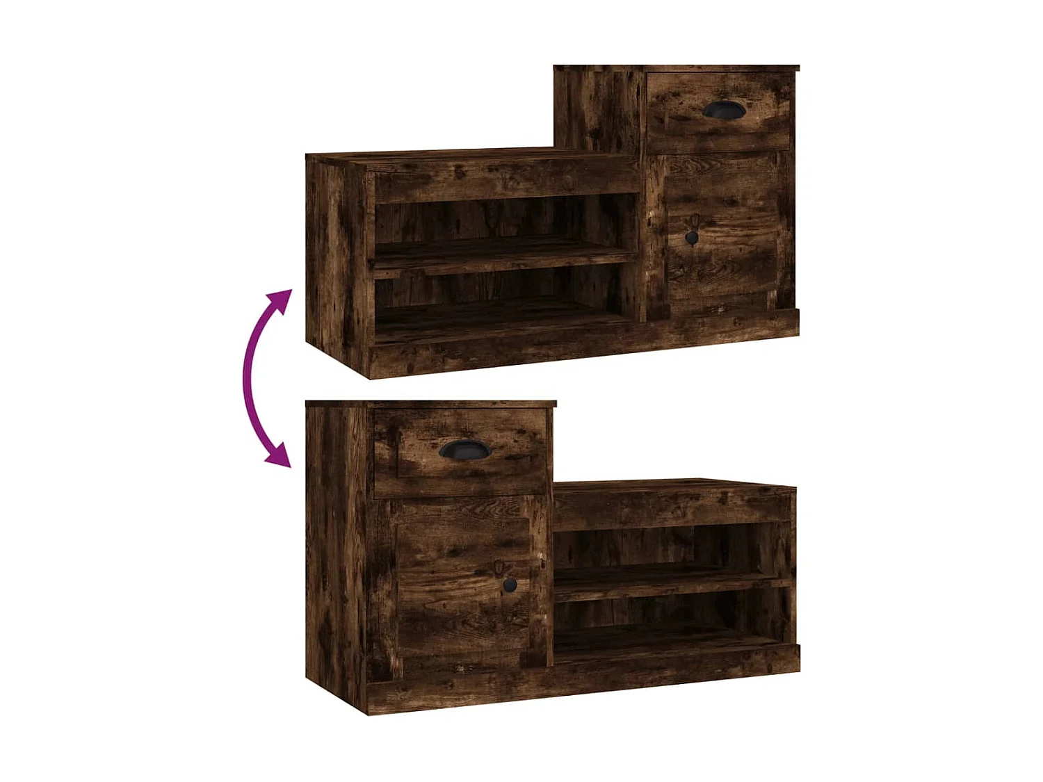 Schuhschrank aus geräucherter Eiche, 100 x 42 x 60 cm, Holzwerkstoff