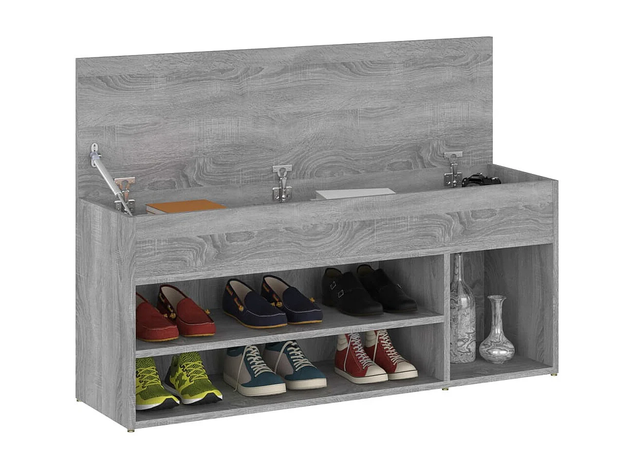 Banco de sapatos Sonoma cinza 105x30x45 cm Madeira trabalhada