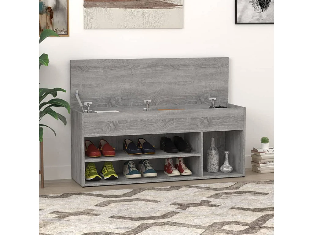 Banc à chaussures Sonoma gris 105x30x45 cm Bois d'ingénierie
