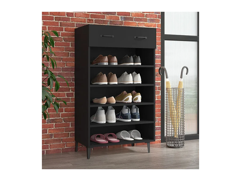 Armoire à chaussures Noir 60x35x105 cm Bois d'ingénierie