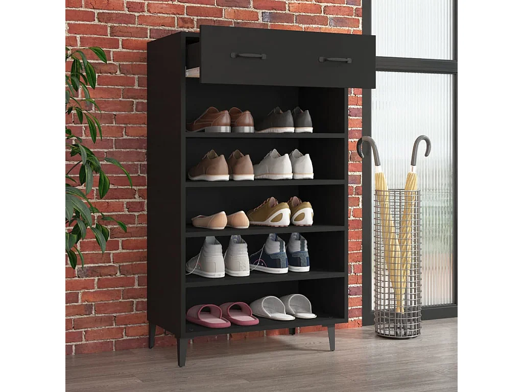 Armoire à chaussures Noir 60x35x105 cm Bois d'ingénierie