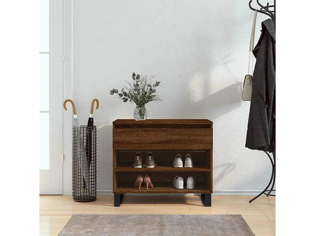 Armário para sapatos Carvalho castanho 70x36x60 cm Madeira trabalhada