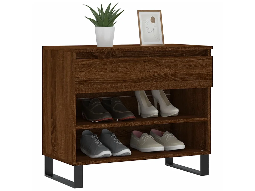 Armário para sapatos Carvalho castanho 70x36x60 cm Madeira trabalhada