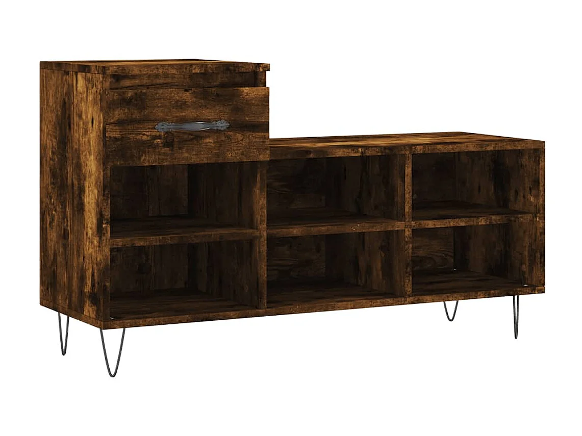 Schoenenkast Gerookt eiken 102x36x60 cm Bewerkt hout