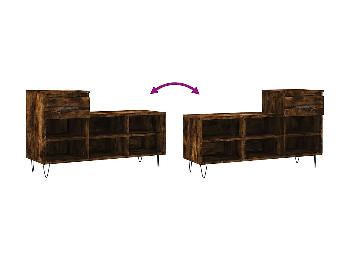 Schoenenkast Gerookt eiken 102x36x60 cm Bewerkt hout