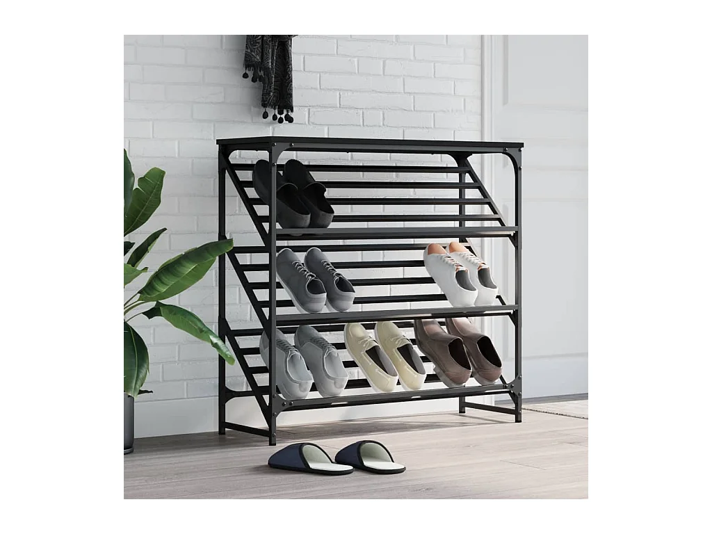 étagère à chaussures noir 90x30x85 cm bois d'ingénierie