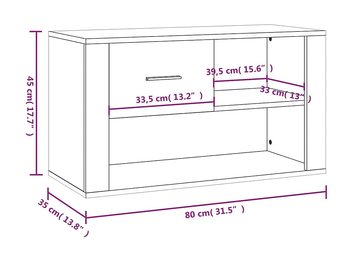 Schoenenkast Wit 80x35x45 cm Bewerkt hout