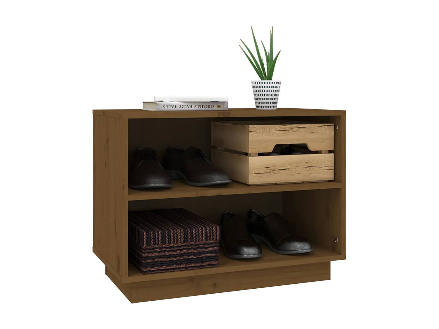 Armário para sapatos Castanho mel 60x34x45 cm Madeira maciça de pinho