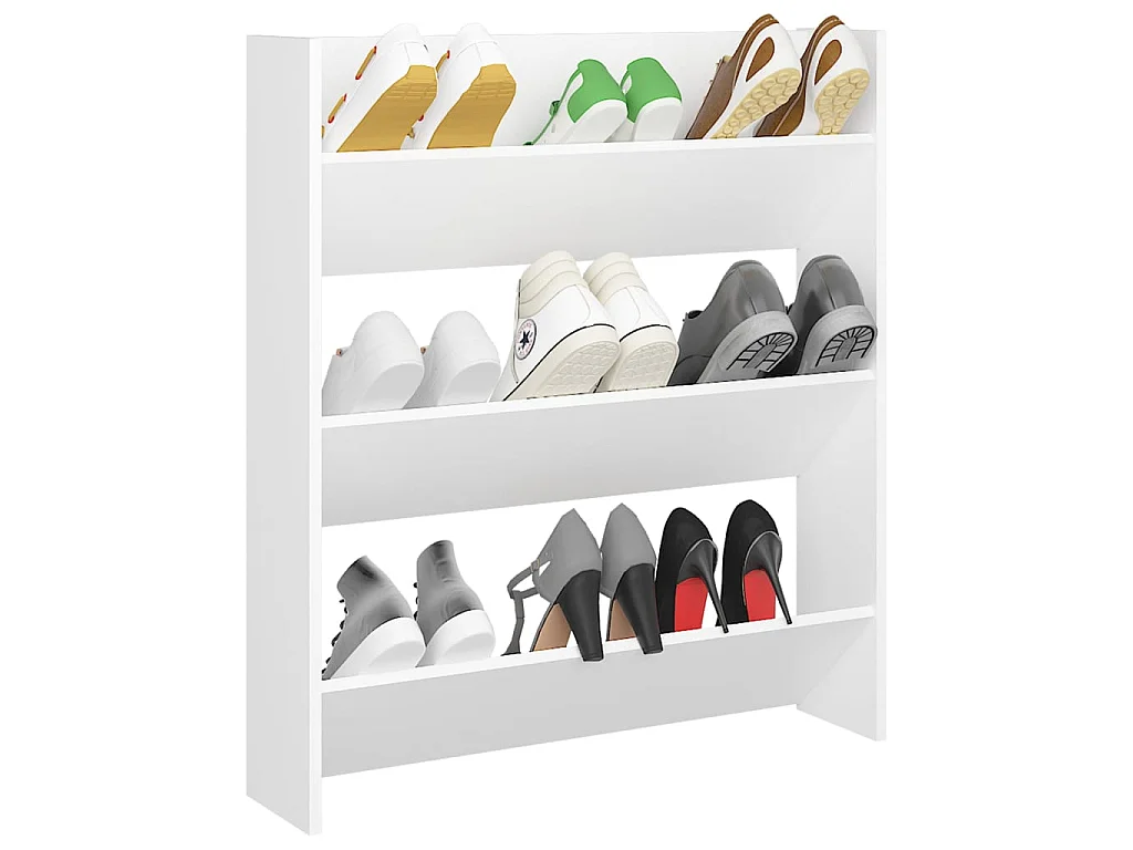 Zapatero de pared Aglomerado Blanco 80x18x90 cm
