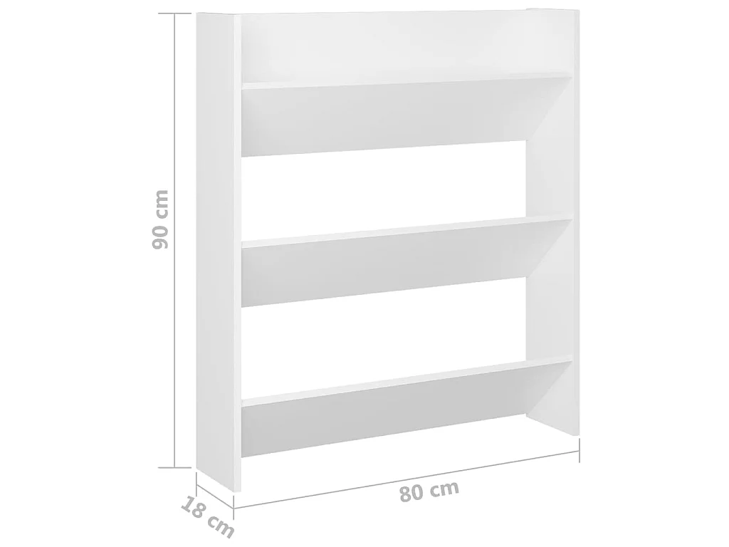 Armoire à chaussures murale Blanc 80x18x90 cm Aggloméré
