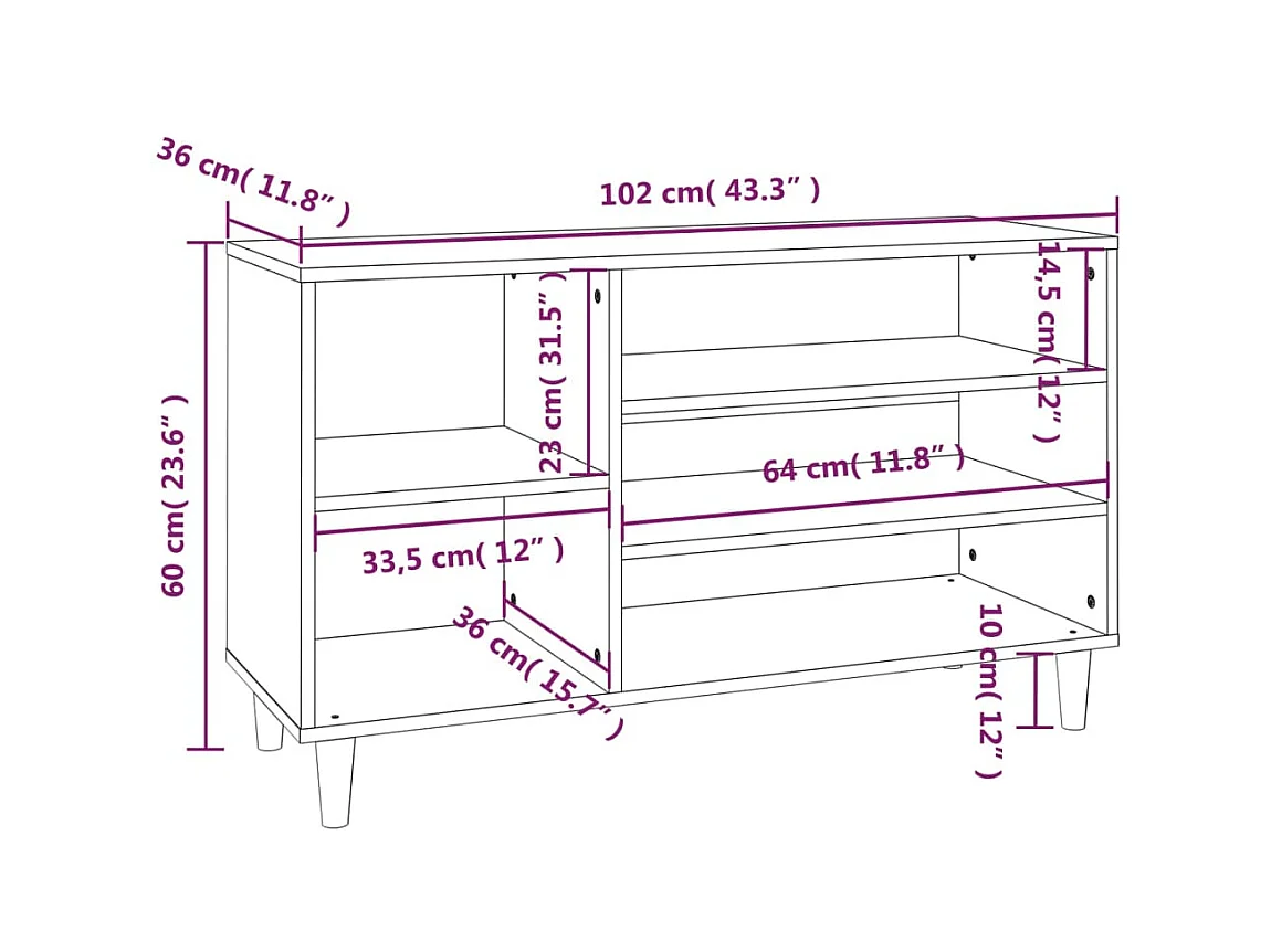 Schoenenkast Zwart 102x36x60 cm Bewerkt hout