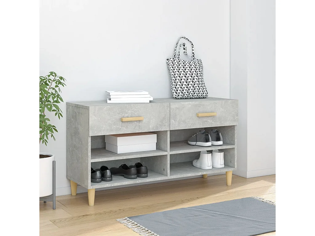 Armoire à chaussures Gris béton 102x35x55 cm Bois d'ingénierie