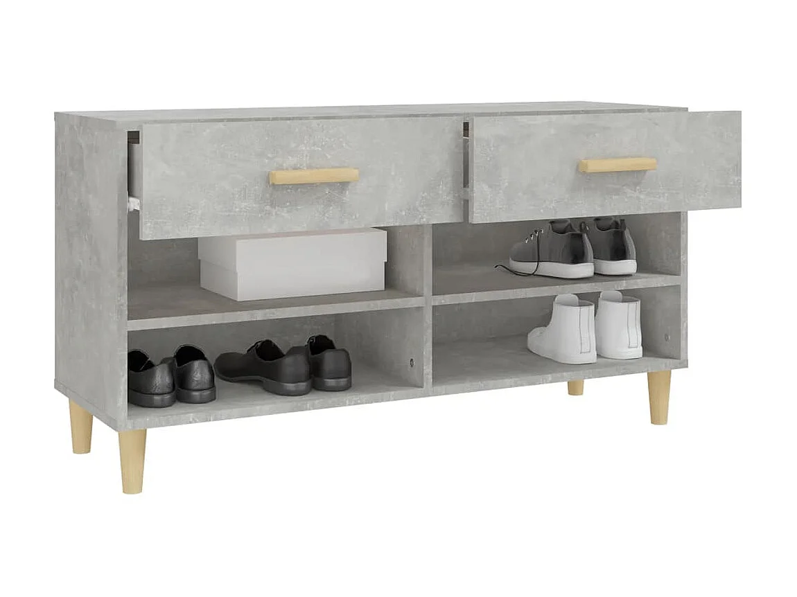 Armoire à chaussures Gris béton 102x35x55 cm Bois d'ingénierie
