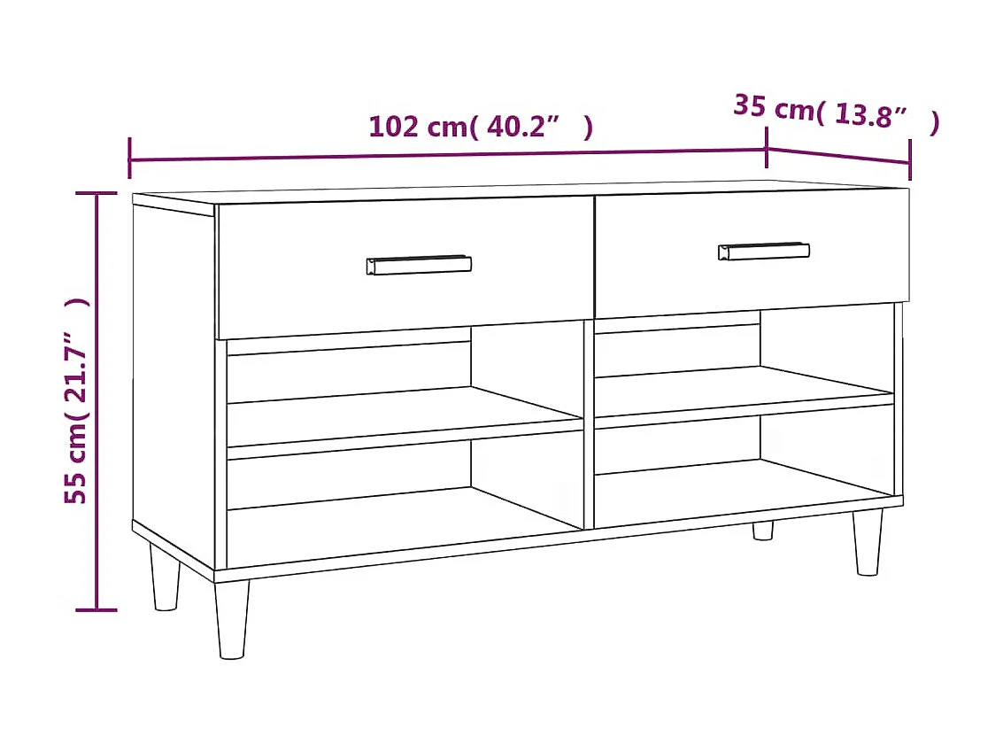 Armoire à chaussures Gris béton 102x35x55 cm Bois d'ingénierie