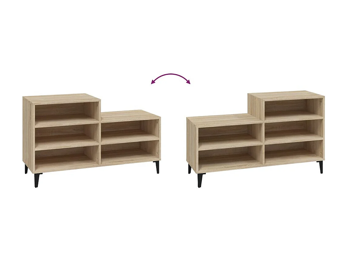 Schoenenkast Sonoma eiken 102x36x60cm Bewerkt hout