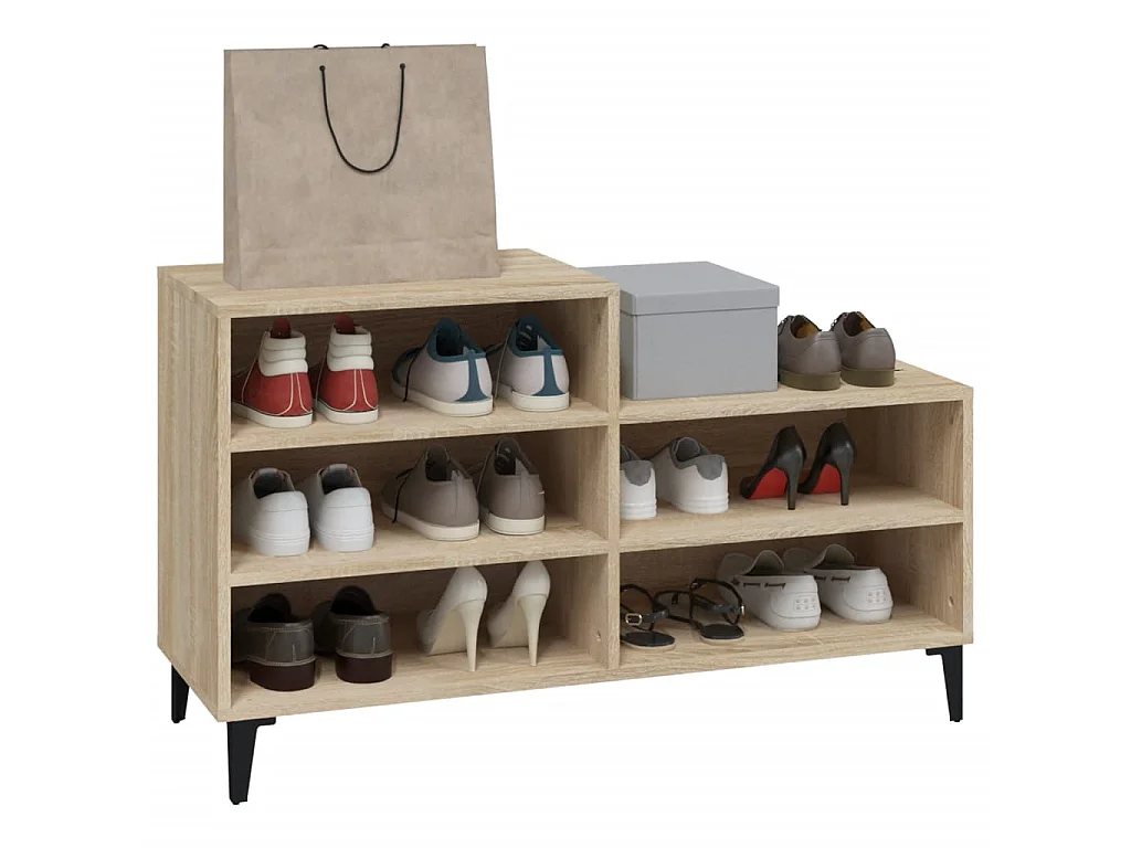 Schoenenkast Sonoma eiken 102x36x60cm Bewerkt hout